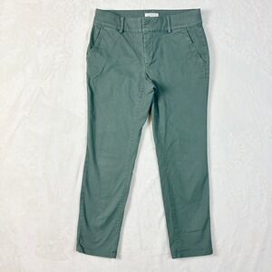 Loft Pants Women Sz 6 Sage Green Stretch Chino Slim Straight Leg Casual Trousers